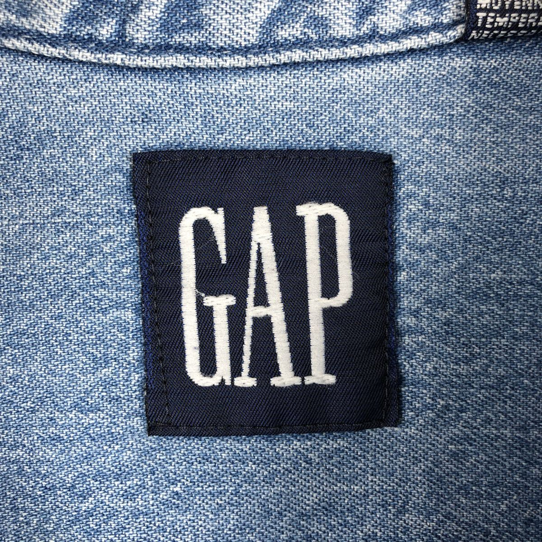 90'S GAP (Old GAP) Long-Sleeve Button-Down Denim Shirt, Made in Canada, Men's Size S (Equivalent), Vintage cotton blue type Vintage Second Hand