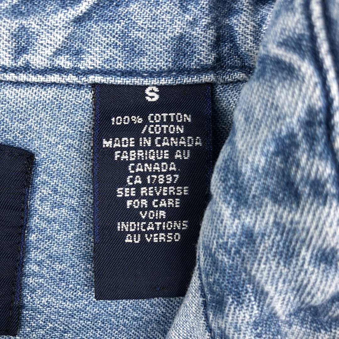90'S GAP (Old GAP) Long-Sleeve Button-Down Denim Shirt, Made in Canada, Men's Size S (Equivalent), Vintage cotton blue type Vintage Second Hand