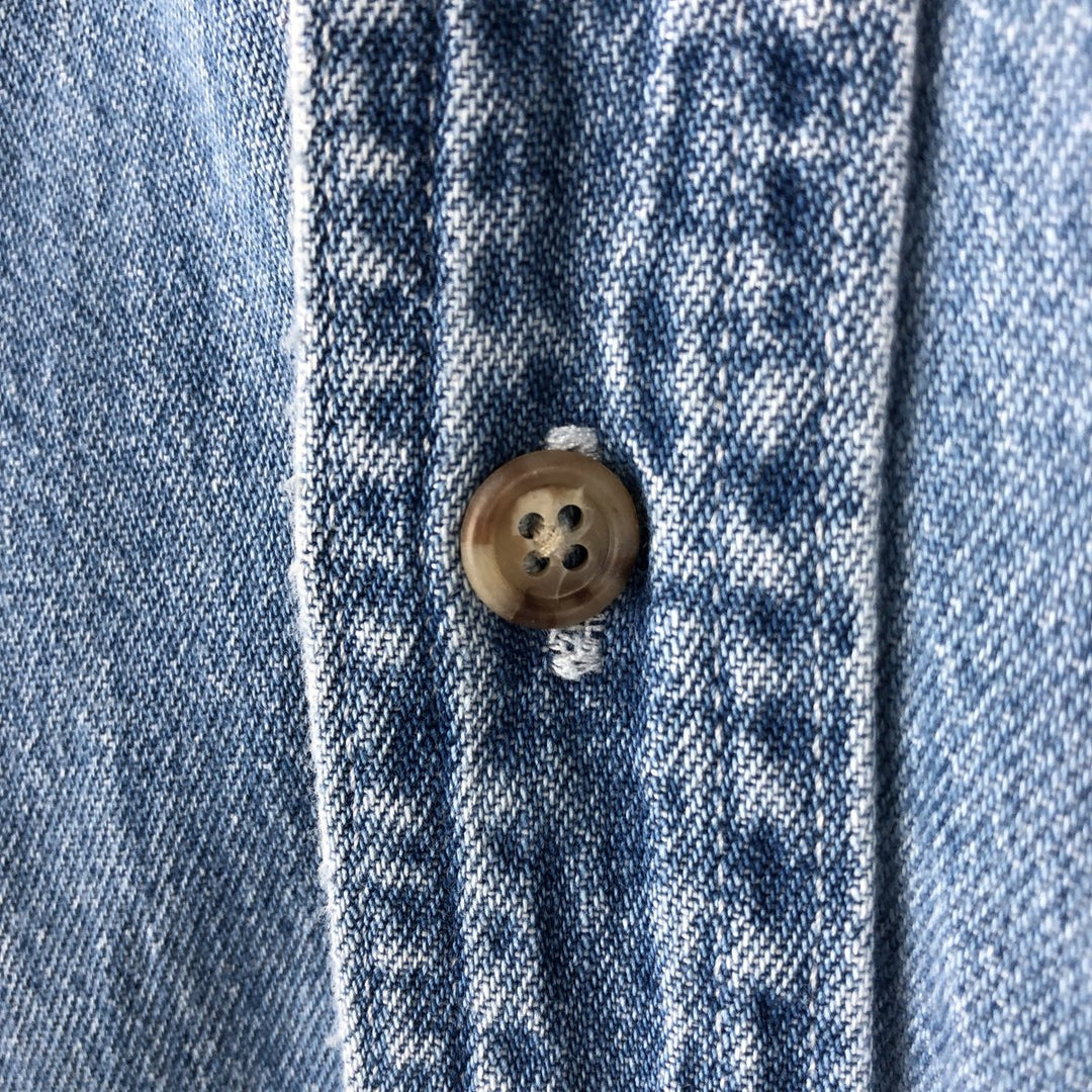 90'S GAP (Old GAP) Long-Sleeve Button-Down Denim Shirt, Made in Canada, Men's Size S (Equivalent), Vintage cotton blue type Vintage Second Hand