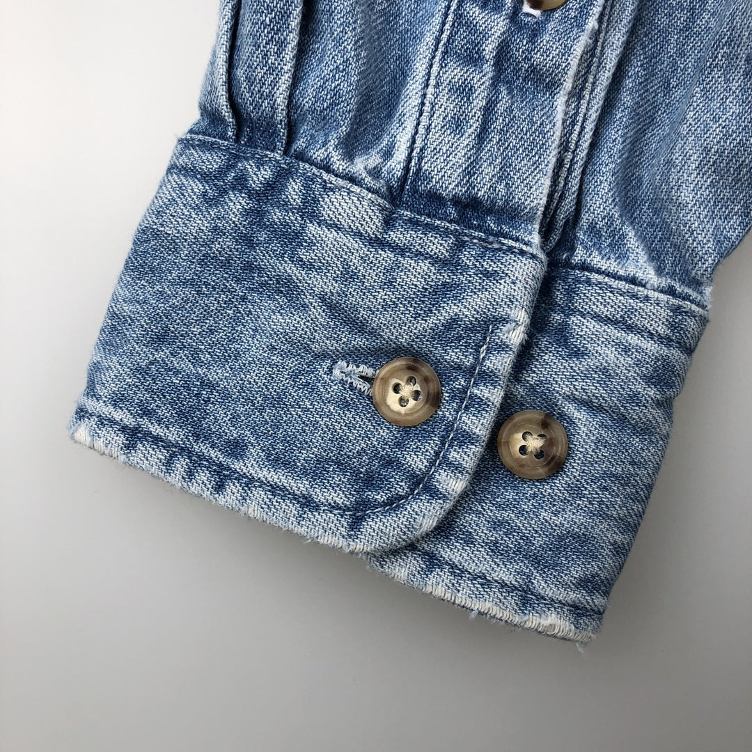 90'S GAP (Old GAP) Long-Sleeve Button-Down Denim Shirt, Made in Canada, Men's Size S (Equivalent), Vintage cotton blue type Vintage Second Hand