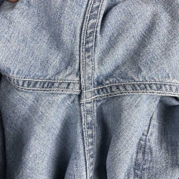 90'S GAP (Old GAP) Long-Sleeve Button-Down Denim Shirt, Made in Canada, Men's Size S (Equivalent), Vintage cotton blue type Vintage Second Hand