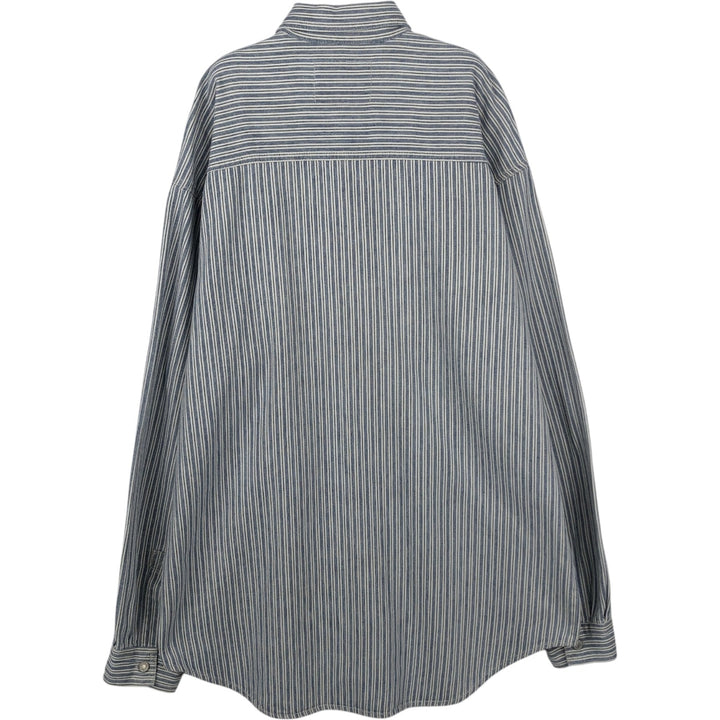 90'S Levi's Multi-Striped Long-Sleeve Denim Shirt, Men's Size M (Equivalent), Vintage cotton navy blue type Vintage Second Hand