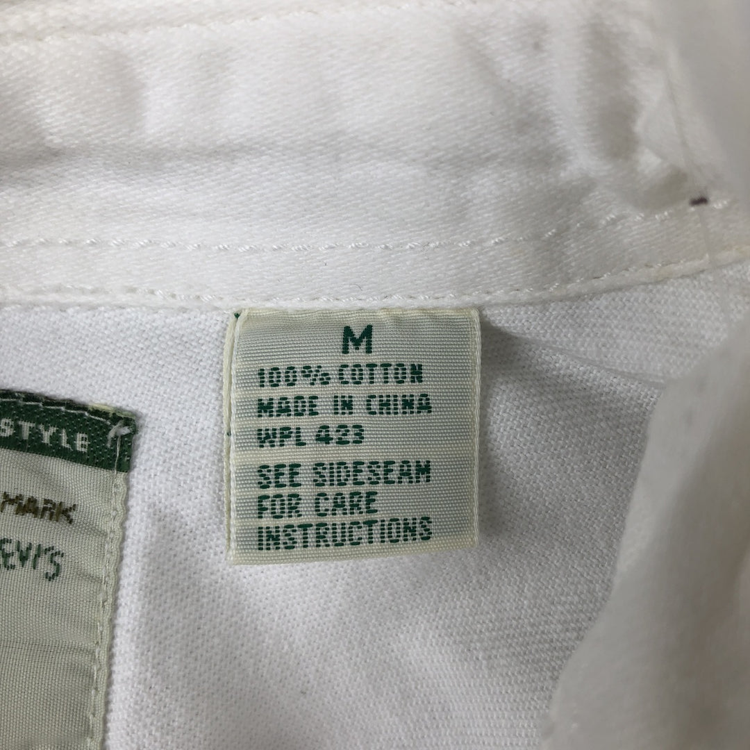 90'S Vintage Levi's Long Sleeve White Denim Shirt, Men's Size Medium cotton white type Vintage Second Hand