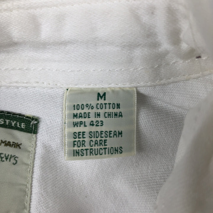 90'S Vintage Levi's Long Sleeve White Denim Shirt, Men's Size Medium cotton white type Vintage Second Hand
