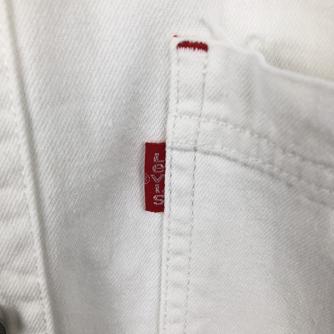 90'S Vintage Levi's Long Sleeve White Denim Shirt, Men's Size Medium cotton white type Vintage Second Hand
