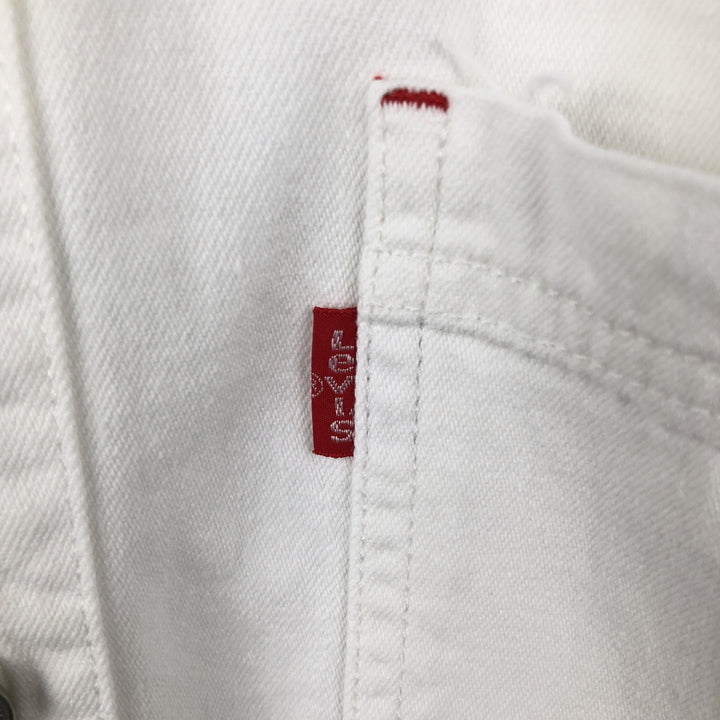 90'S Vintage Levi's Long Sleeve White Denim Shirt, Men's Size Medium cotton white type Vintage Second Hand