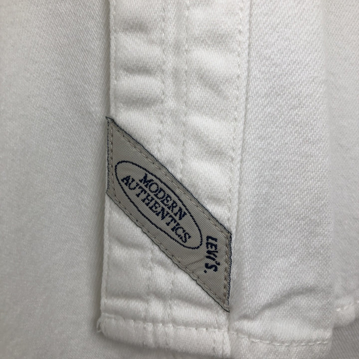 90'S Vintage Levi's Long Sleeve White Denim Shirt, Men's Size Medium cotton white type Vintage Second Hand
