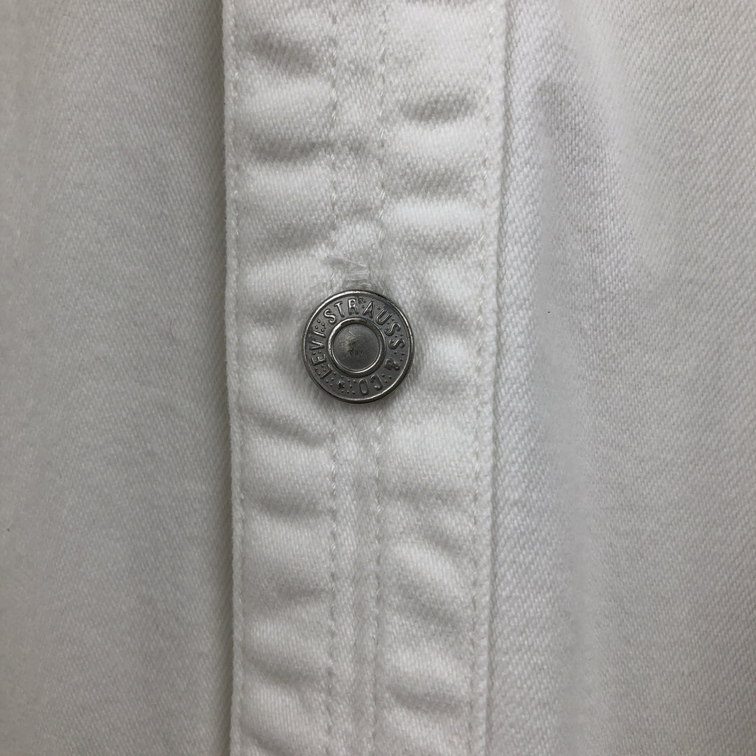 90'S Vintage Levi's Long Sleeve White Denim Shirt, Men's Size Medium cotton white type Vintage Second Hand