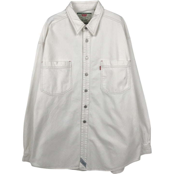 90'S Levi's long-sleeved white denim shirt, men's size L equivalent, vintage. cotton white type Vintage Second Hand