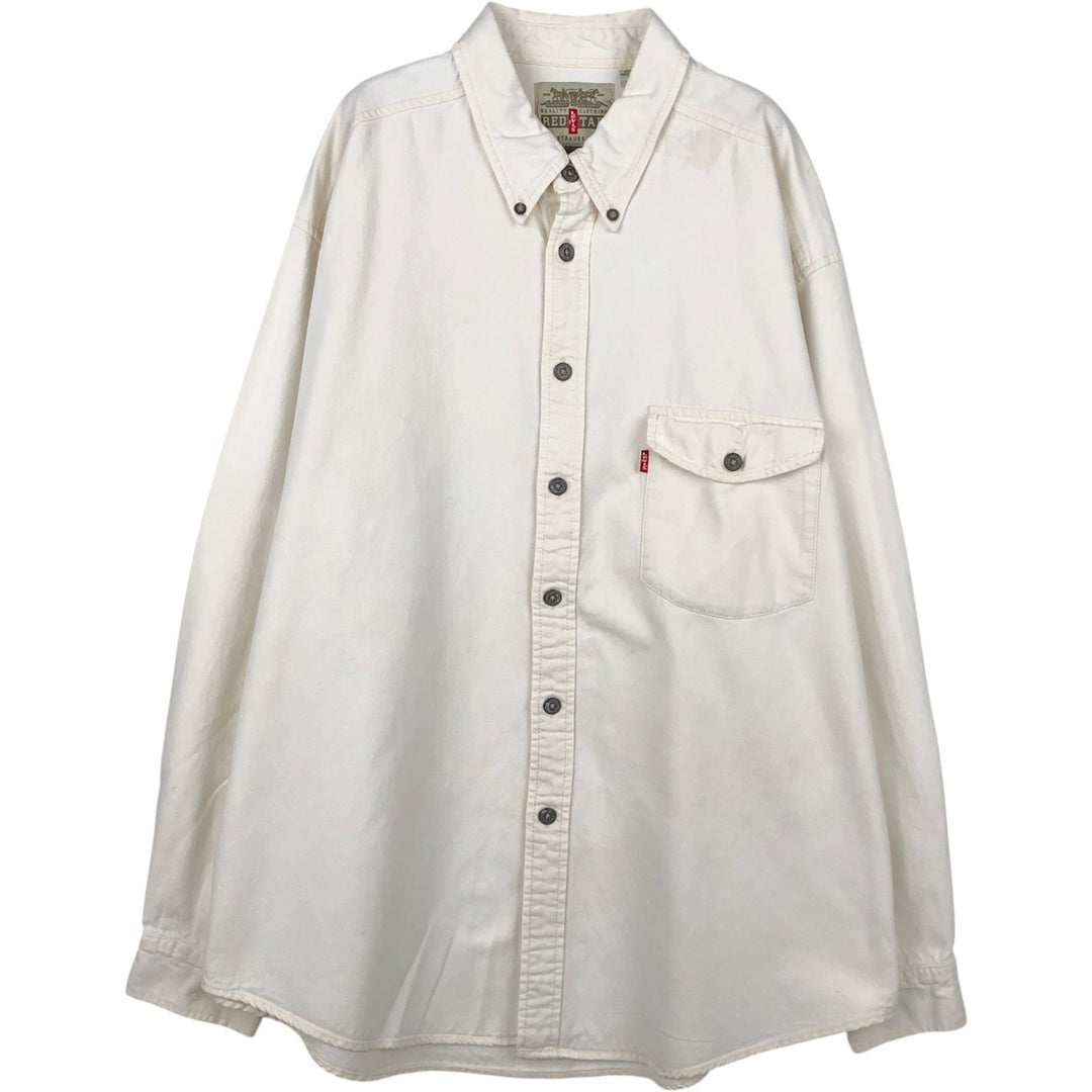 Levi's RED TAB Long-Sleeve Button-Down White Denim Shirt, Men's Size XL (approx.) cotton white type Vintage Second Hand
