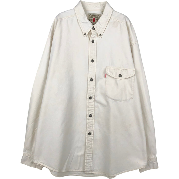 Levi's RED TAB Long-Sleeve Button-Down White Denim Shirt, Men's Size XL (approx.) cotton white type Vintage Second Hand