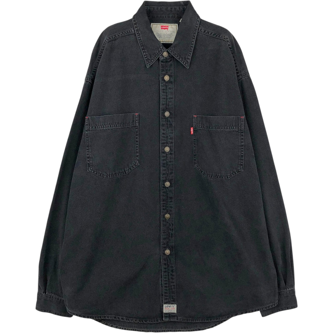Levi's long-sleeved black denim shirt, size L, men's cotton black type Vintage Second Hand