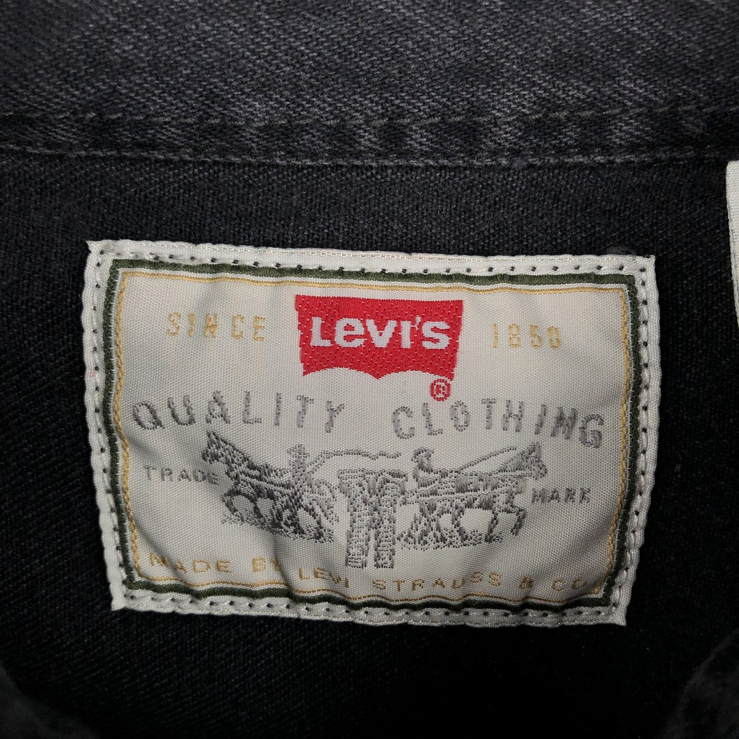 Levi's long-sleeved black denim shirt, size L, men's cotton black type Vintage Second Hand