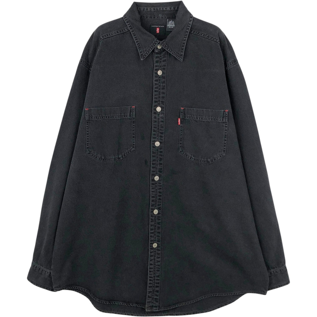 Levi's RED TAB Long-Sleeve Black Denim Shirt, Men's Size L (approx.) cotton black type Vintage Second Hand