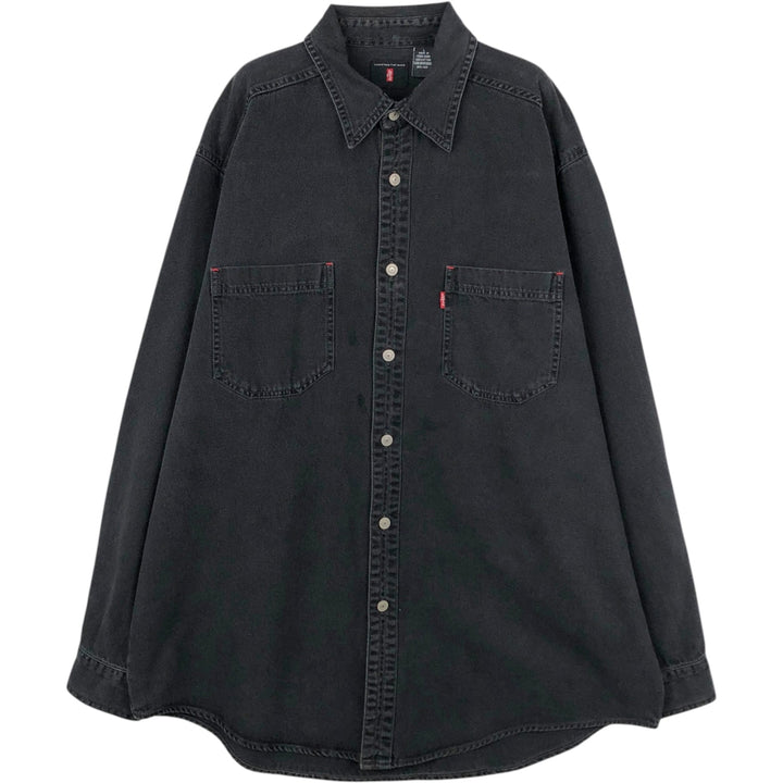Levi's RED TAB Long-Sleeve Black Denim Shirt, Men's Size L (approx.) cotton black type Vintage Second Hand