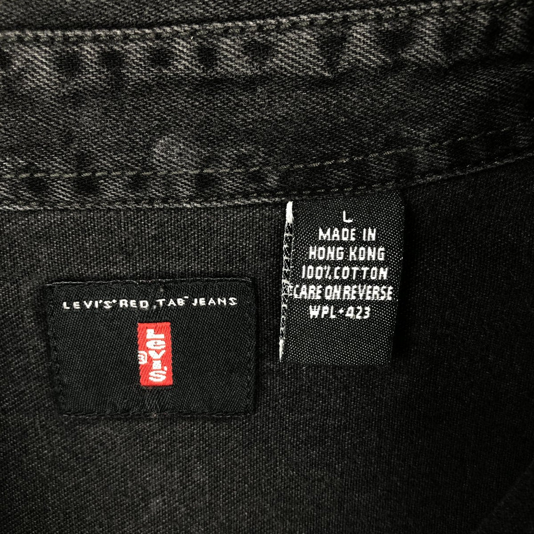 Levi's RED TAB Long-Sleeve Black Denim Shirt, Men's Size L (approx.) cotton black type Vintage Second Hand