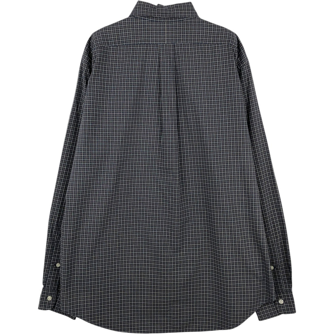 Ralph Lauren CLASSIC FIT Check Pattern Long-Sleeve Button-Down Check Shirt, Men's Size L (approx.) cotton Charcoal Vintage Second Hand