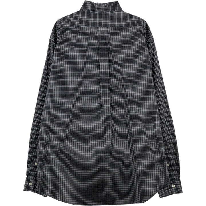 Ralph Lauren CLASSIC FIT Check Pattern Long-Sleeve Button-Down Check Shirt, Men's Size L (approx.) cotton Charcoal Vintage Second Hand