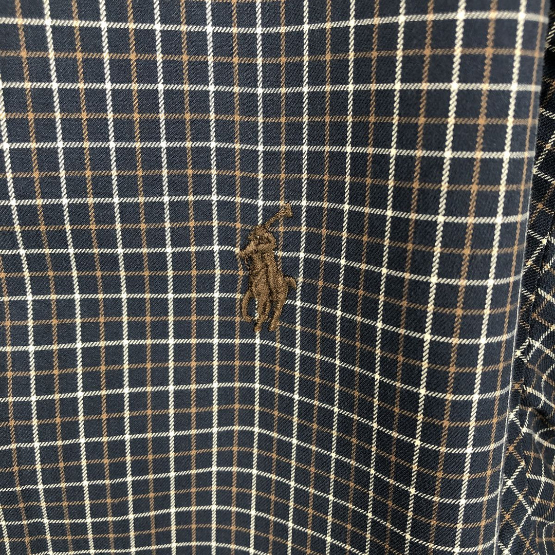 Ralph Lauren CLASSIC FIT Check Pattern Long-Sleeve Button-Down Check Shirt, Men's Size L (approx.) cotton Charcoal Vintage Second Hand