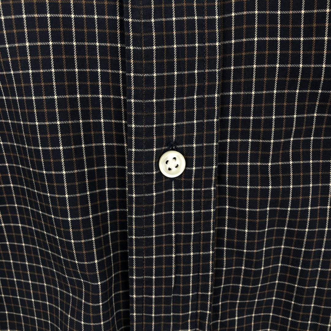 Ralph Lauren CLASSIC FIT Check Pattern Long-Sleeve Button-Down Check Shirt, Men's Size L (approx.) cotton Charcoal Vintage Second Hand