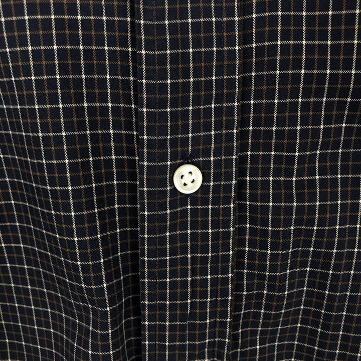 Ralph Lauren CLASSIC FIT Check Pattern Long-Sleeve Button-Down Check Shirt, Men's Size L (approx.) cotton Charcoal Vintage Second Hand