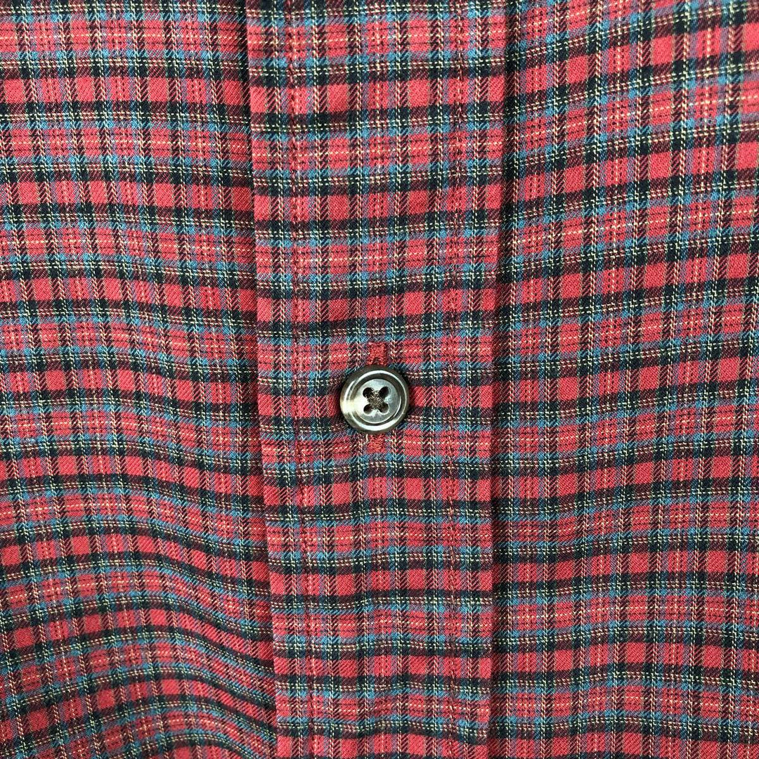 Ralph Lauren CUSTOM FIT long sleeve button down check shirt, men's size L cotton red type Vintage Second Hand