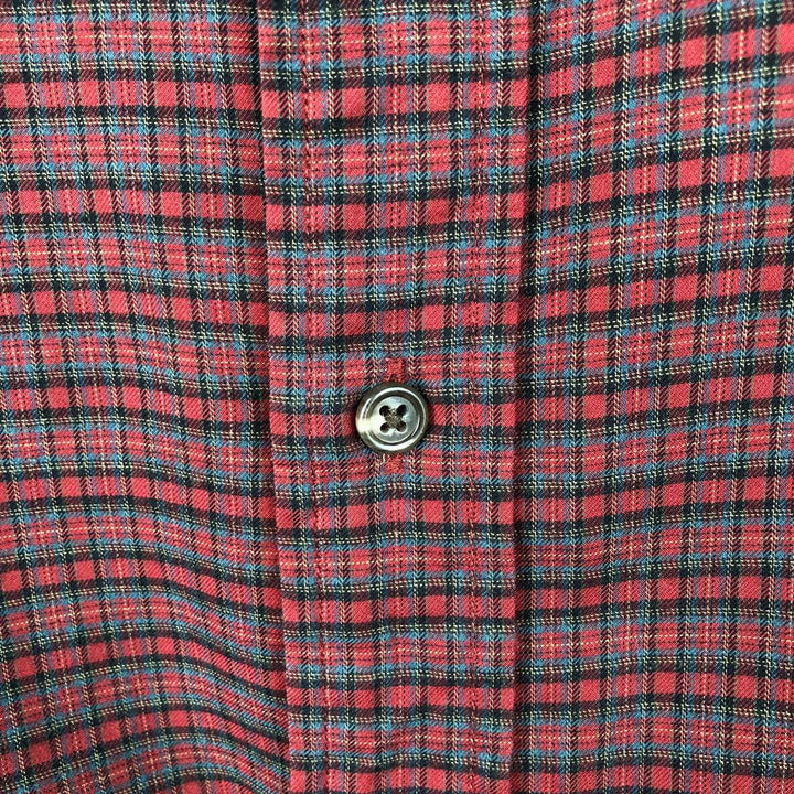 Ralph Lauren CUSTOM FIT long sleeve button down check shirt, men's size L cotton red type Vintage Second Hand