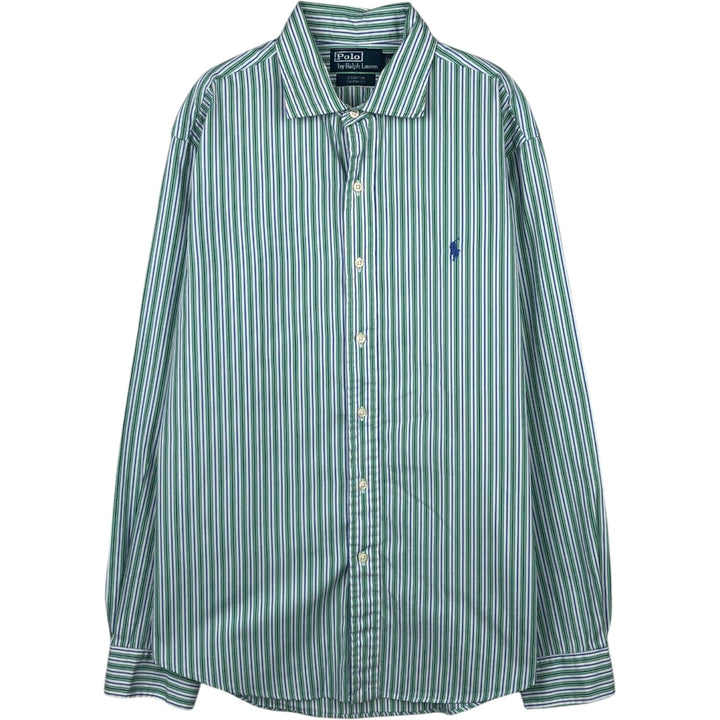 Ralph Lauren POLO by Ralph Lauren STANTON CUSTOM FIT Long-Sleeve Striped Shirt, Men's Size L (approx.) cotton Blue type light blue Vintage Second Hand