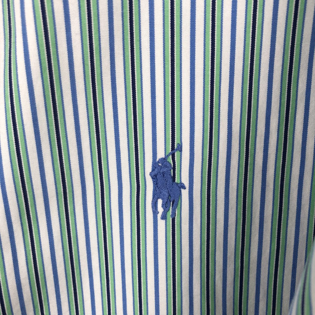 Ralph Lauren POLO by Ralph Lauren STANTON CUSTOM FIT Long-Sleeve Striped Shirt, Men's Size L (approx.) cotton Blue type light blue Vintage Second Hand