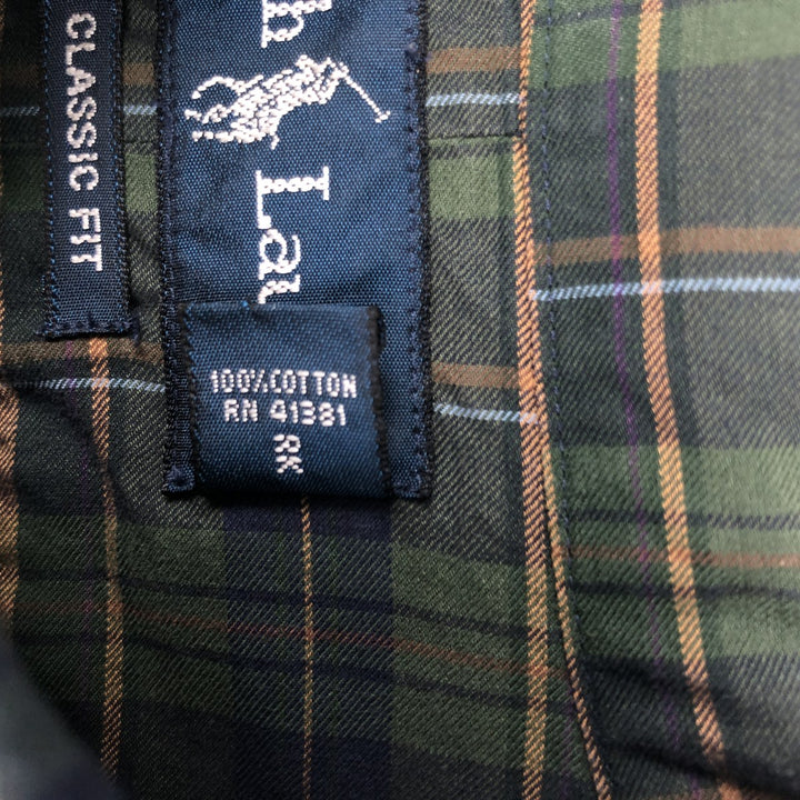 Ralph Lauren Classic Fit Long Sleeve Button Down Check Shirt Men's XL cotton green type Vintage Second Hand