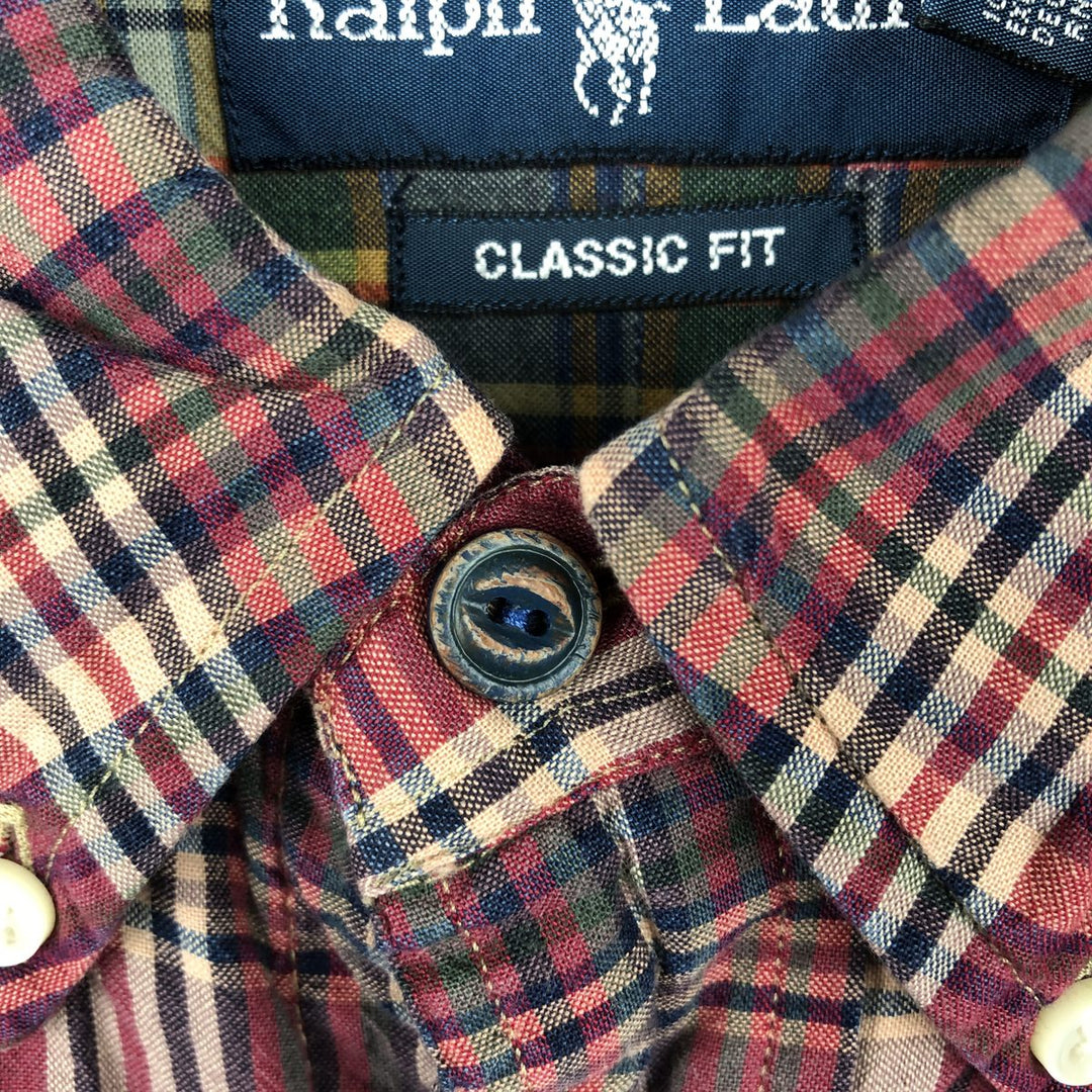 Ralph Lauren Classic Fit Long Sleeve Button Down Check Shirt Men's XL cotton red type Vintage Second Hand