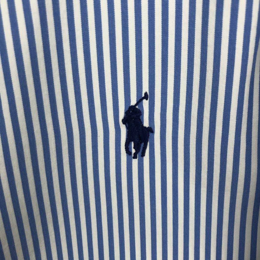 Ralph Lauren CUSTOM FIT long sleeve button down striped shirt men's size M cotton Blue type light blue Vintage Second Hand