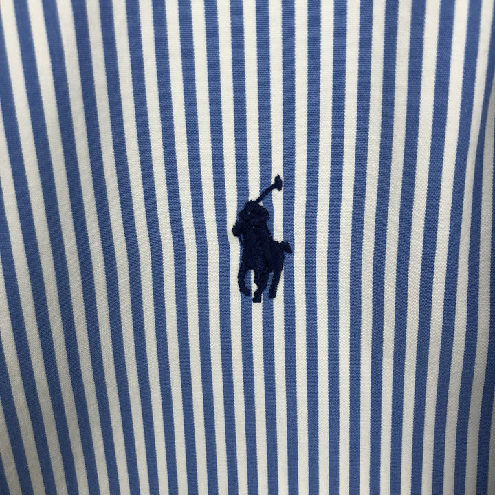 Ralph Lauren CUSTOM FIT long sleeve button down striped shirt men's size M cotton Blue type light blue Vintage Second Hand