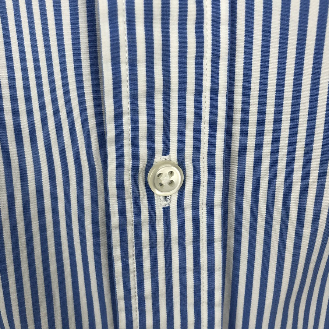 Ralph Lauren CUSTOM FIT long sleeve button down striped shirt men's size M cotton Blue type light blue Vintage Second Hand