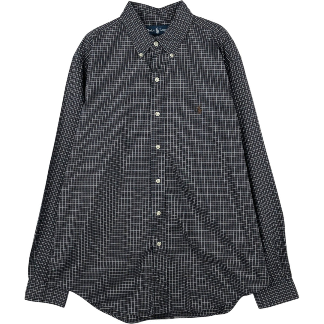 Ralph Lauren Classic Fit Long Sleeve Button Down Check Shirt, Men's Size L cotton black type Vintage Second Hand