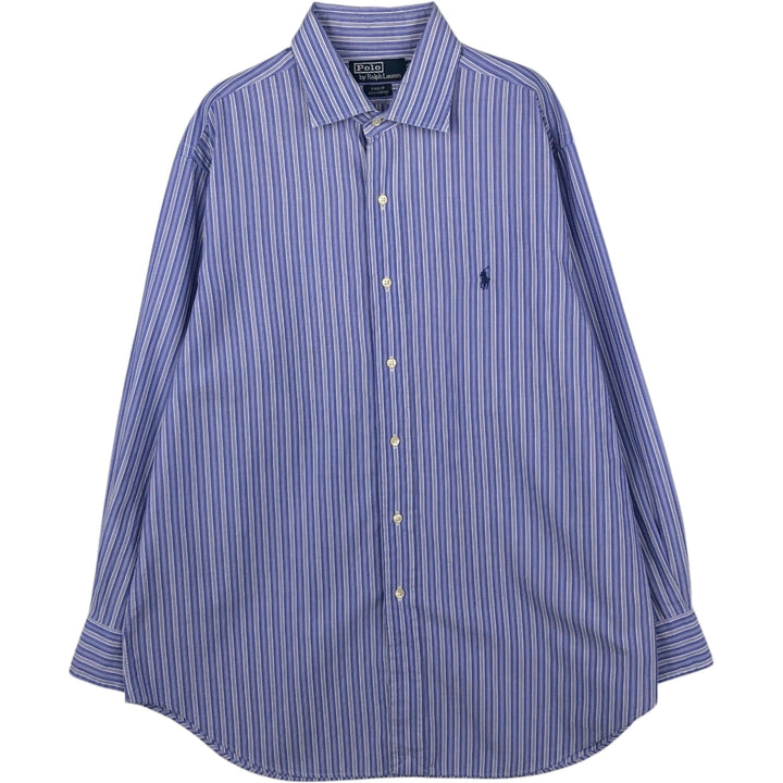 Ralph Lauren POLO by Ralph Lauren PHILIP Long-Sleeve Striped Shirt, Men's Size XL (approx.) cotton blue type Vintage Second Hand