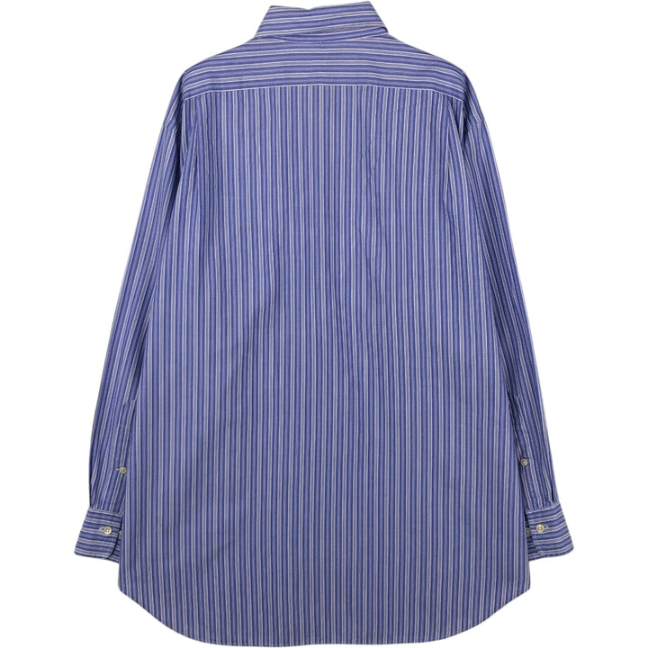 Ralph Lauren POLO by Ralph Lauren PHILIP Long-Sleeve Striped Shirt, Men's Size XL (approx.) cotton blue type Vintage Second Hand