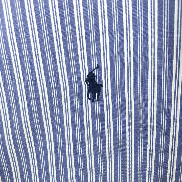 Ralph Lauren POLO by Ralph Lauren PHILIP Long-Sleeve Striped Shirt, Men's Size XL (approx.) cotton blue type Vintage Second Hand