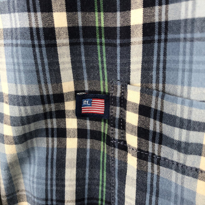 Ralph Lauren POLO JEANS COMPANY Long-Sleeve Button-Down Check Shirt, Men's Size XL (approx.) cotton Blue type light blue Vintage Second Hand