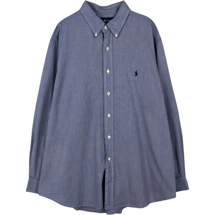 Ralph Lauren Classic Fit Long Sleeve Button Down Check Shirt Men's XL cotton blue type Vintage Second Hand