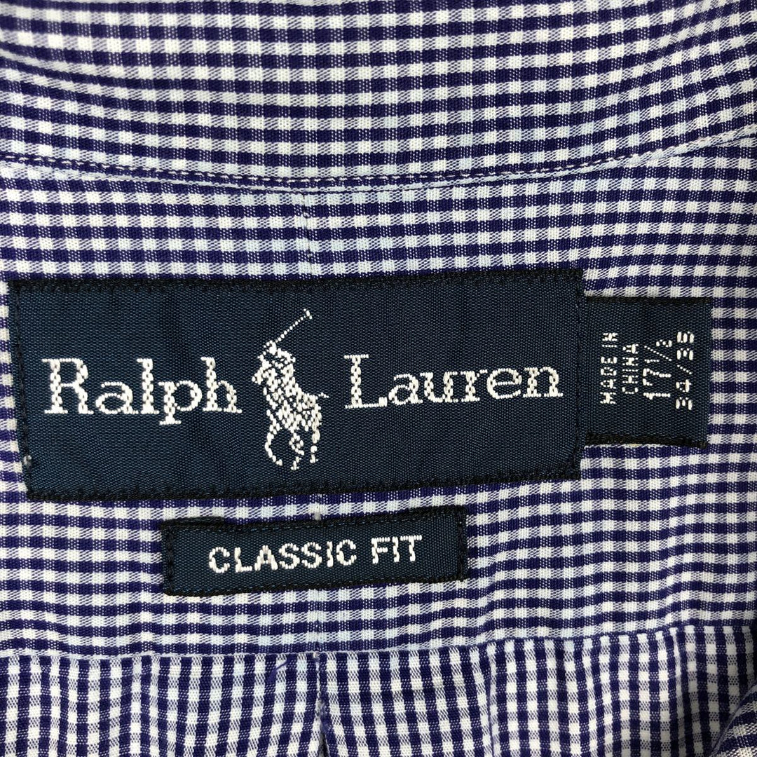 Ralph Lauren Classic Fit Long Sleeve Button Down Check Shirt Men's XL cotton blue type Vintage Second Hand