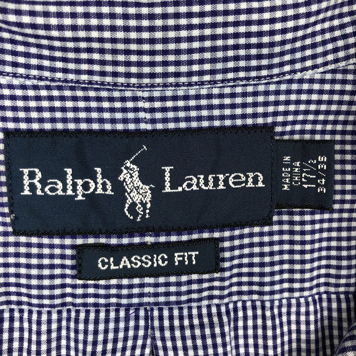 Ralph Lauren Classic Fit Long Sleeve Button Down Check Shirt Men's XL cotton blue type Vintage Second Hand