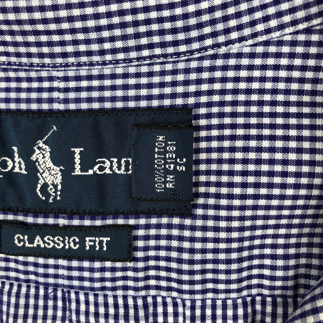 Ralph Lauren Classic Fit Long Sleeve Button Down Check Shirt Men's XL cotton blue type Vintage Second Hand