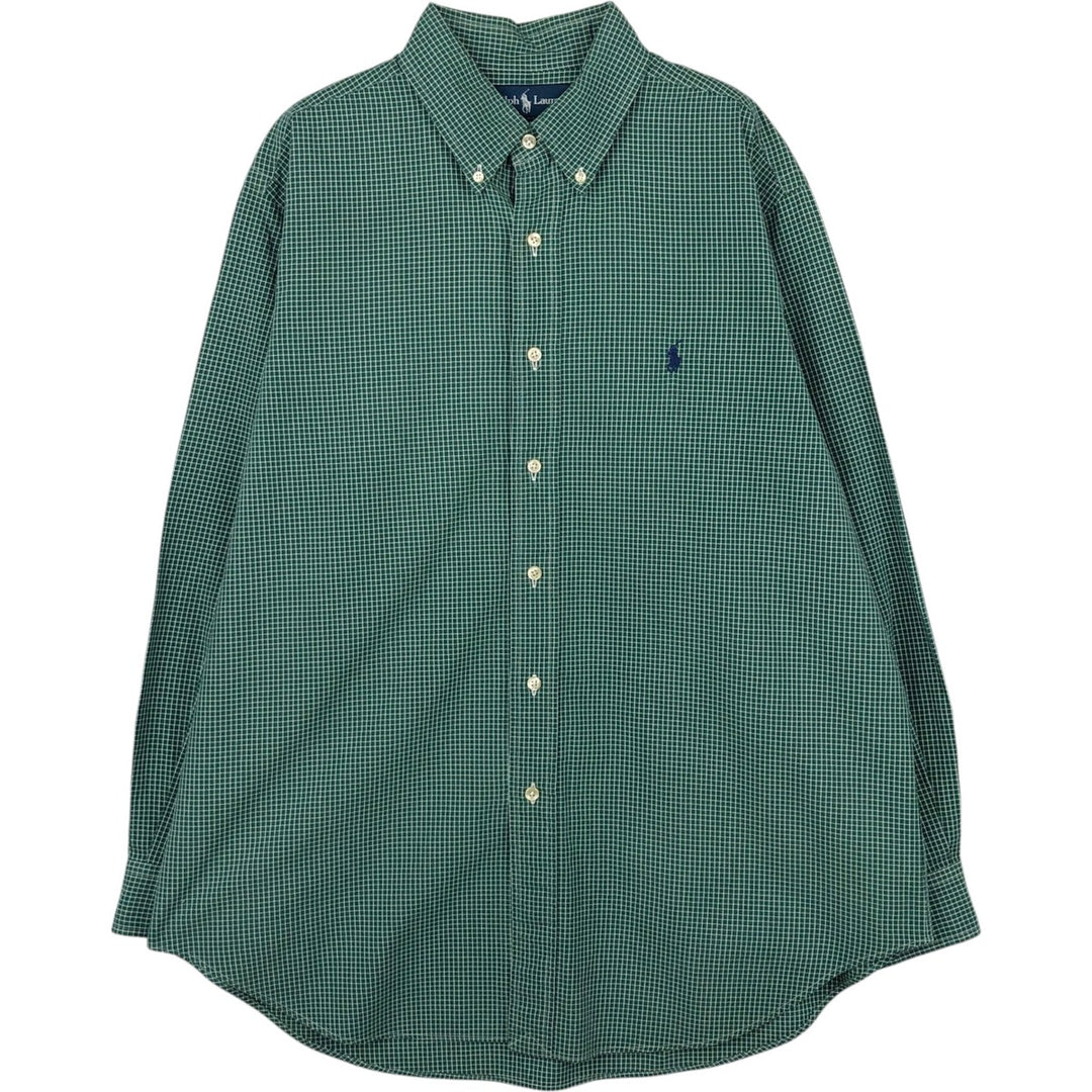 Ralph Lauren Classic Fit Long Sleeve Button Down Check Shirt Men's XL cotton green type Vintage Second Hand