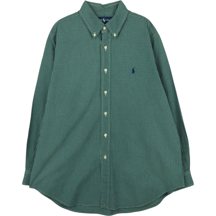 Ralph Lauren Classic Fit Long Sleeve Button Down Check Shirt Men's XL cotton green type Vintage Second Hand