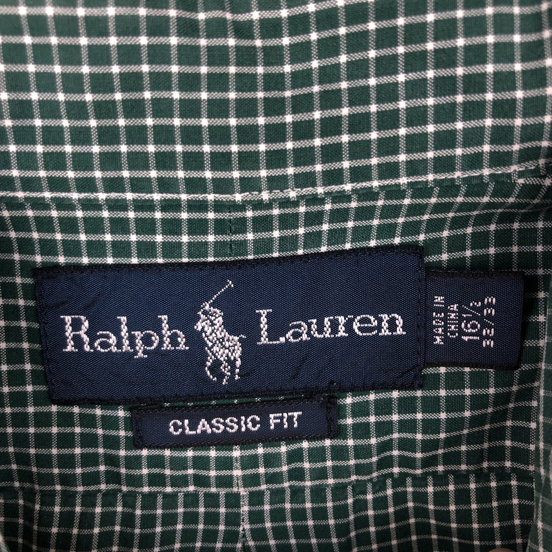 Ralph Lauren Classic Fit Long Sleeve Button Down Check Shirt Men's XL cotton green type Vintage Second Hand