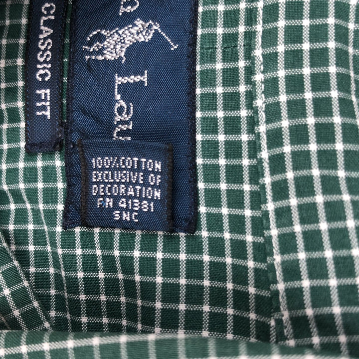 Ralph Lauren Classic Fit Long Sleeve Button Down Check Shirt Men's XL cotton green type Vintage Second Hand