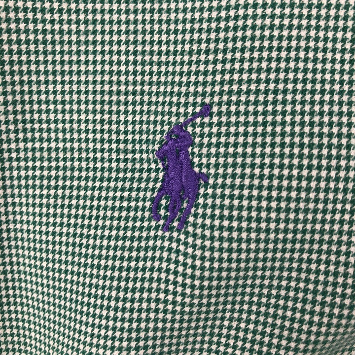 Ralph Lauren BLAKE Houndstooth Pattern Long Sleeve Button-Down Check Shirt, Men's Size XL cotton green type Vintage Second Hand