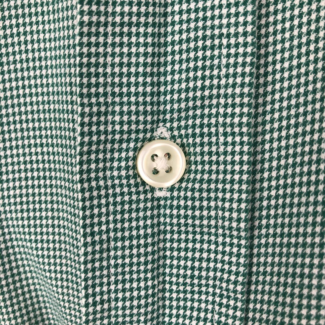 Ralph Lauren BLAKE Houndstooth Pattern Long Sleeve Button-Down Check Shirt, Men's Size XL cotton green type Vintage Second Hand