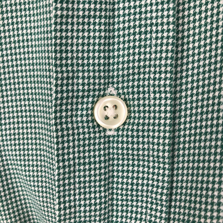 Ralph Lauren BLAKE Houndstooth Pattern Long Sleeve Button-Down Check Shirt, Men's Size XL cotton green type Vintage Second Hand